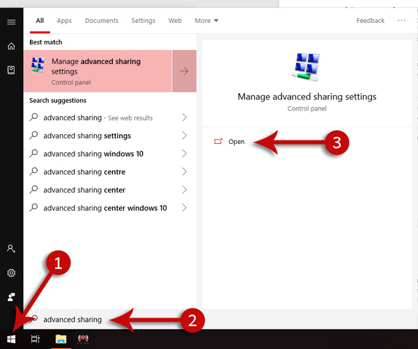 Advance Sharing in Windows 10